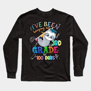 100 Days Of School Sloth Hanging Out In 3Rd Grade Student Long Sleeve T-Shirt